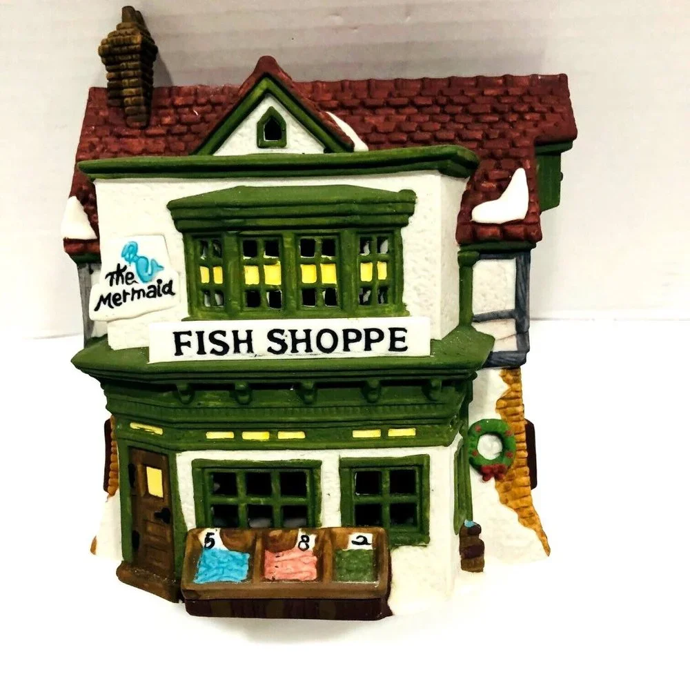 VTG Dept 56 The Mermaid Fish Shoppe Dickens' Village Series 1988 Orig Box 5926-9
